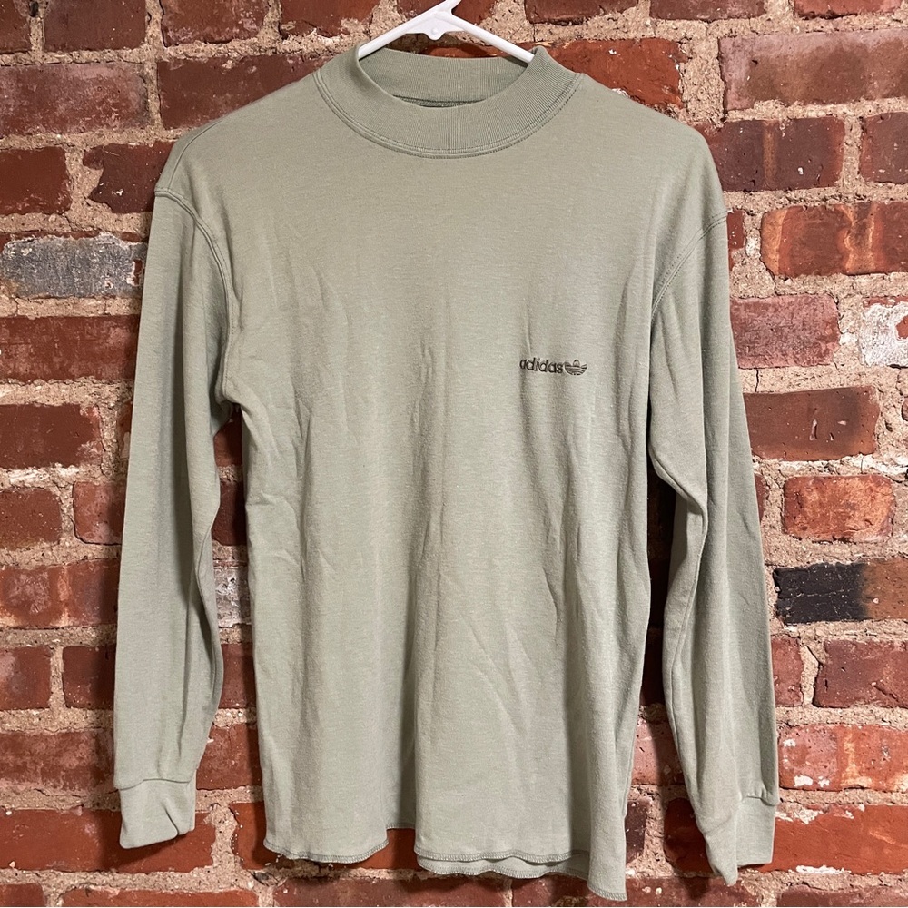 Adidas muted green mock neck long sleeve with embroiled adidas logo size medium